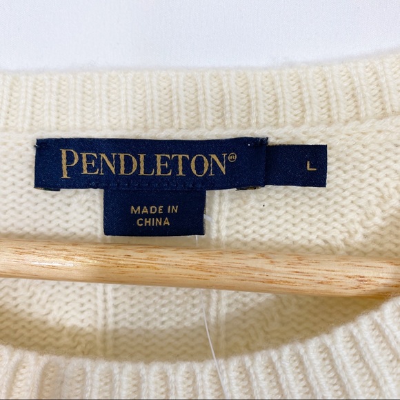 NWT Pendleton Ivory Merino Wool Knit Sweater Top - Picture 7 of 8